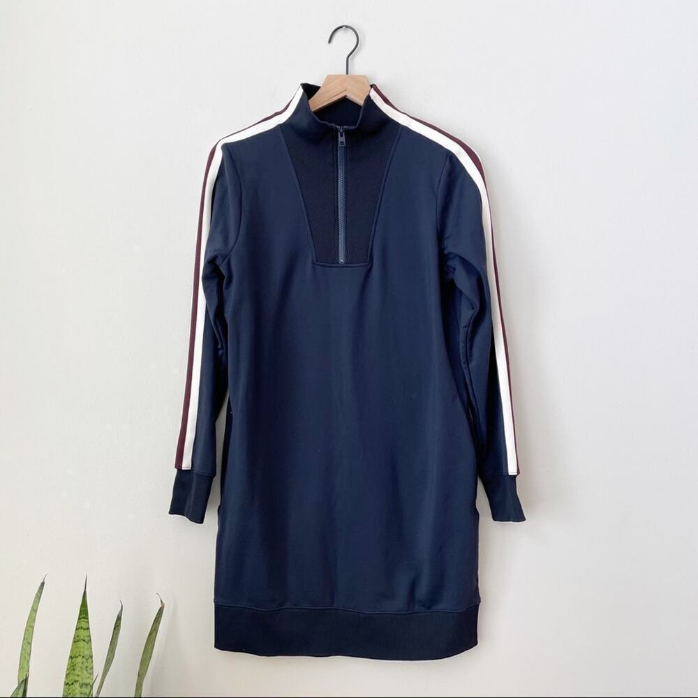 Athleta Navy Blue Circa Track Sweatshirt Dress